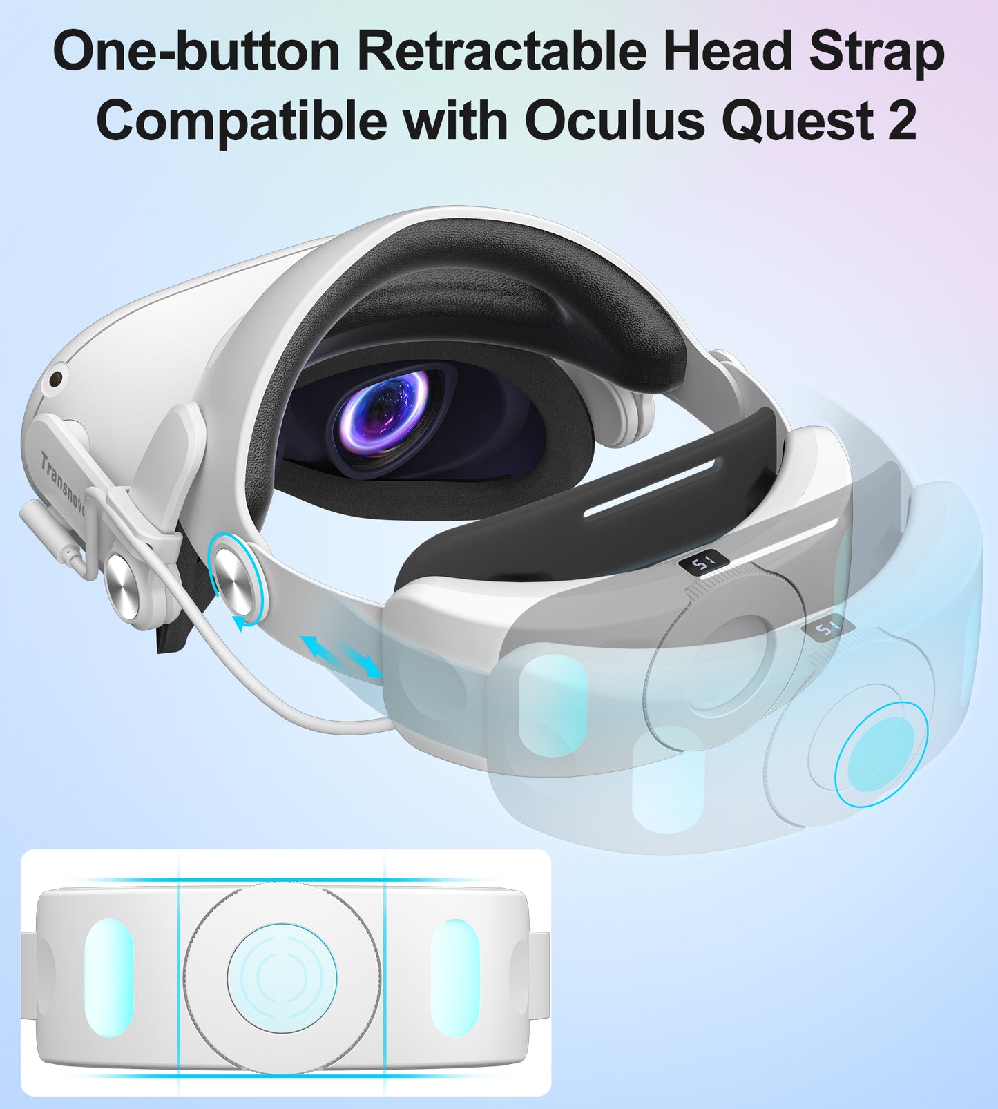 6000mAh Battery Head Strap for Oculus Quest 2 (5-in-1 Face Cover Set) One-Button Retractable Design,RGB Lights & LED Display, Quest 2 Accessories for Meta Quest 2 Head Strap